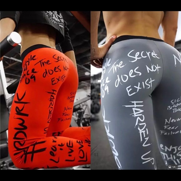 Fitted leggings, red and gray - Picture 3 of 4